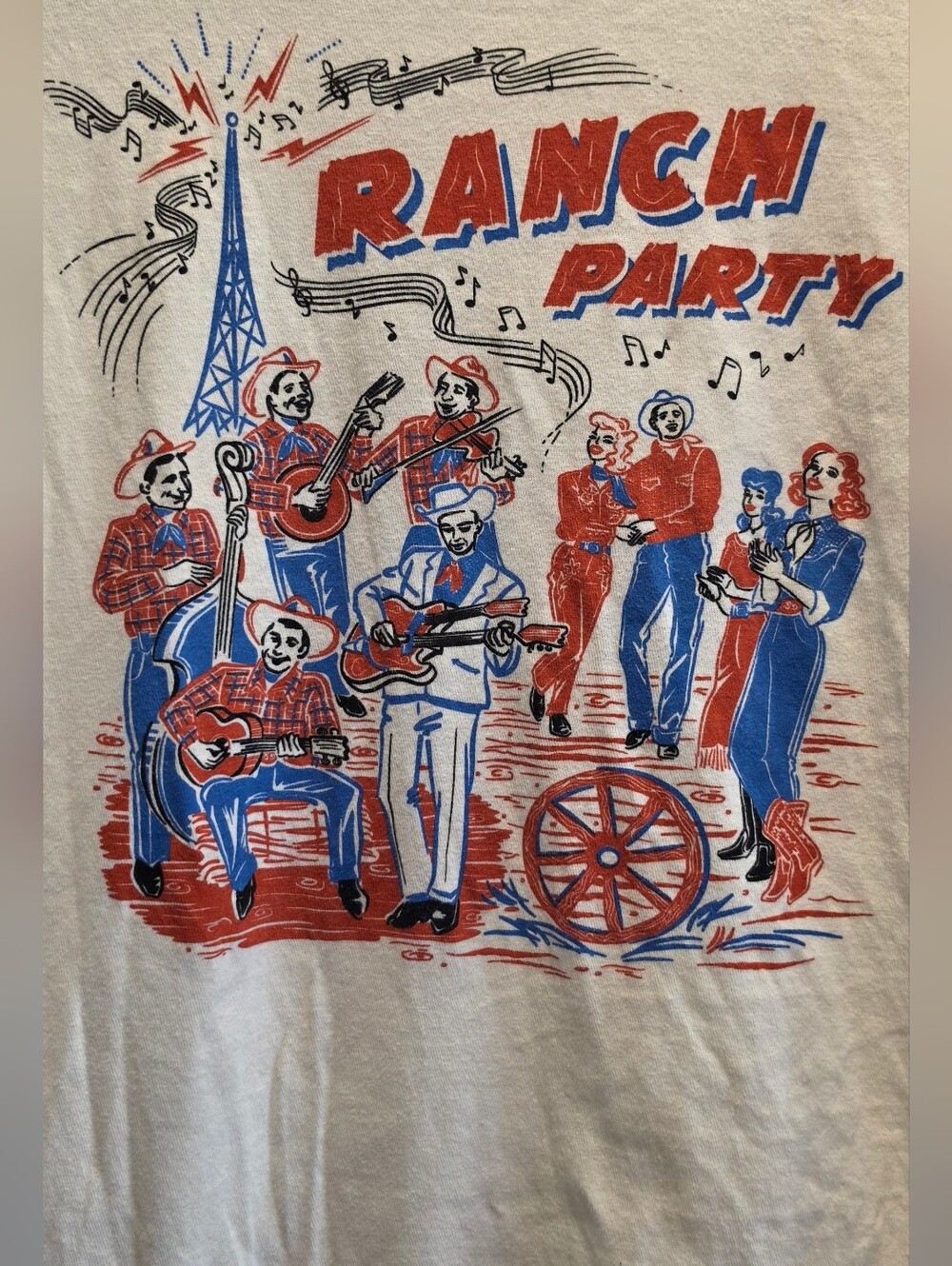 Atomic Tee XL Ranch Party Graphic Tee - Red & Blue Print